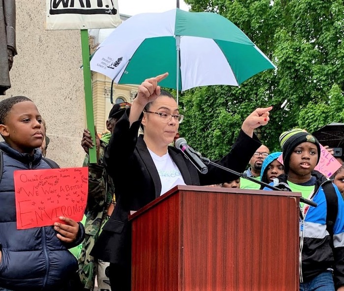 Dulce Ortiz at Clean Energy Day Rally, May 9, 2019.